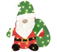 vidaXL Lighted Santa Claus Warm White 62 x 70 cm Tinsel Fabric, Living Room Decor, Modern Holiday Ornaments, Seasonal LED Lights, Outdoor Christmas Decorations, Weatherproof Plastic Pieces