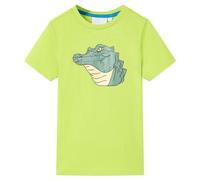vidaXL Lime Green Children's Crocodile Print Tee - 100% Cotton Kids' T-Shirt, Round Neck, Short Sleeve Top for Ages 9-10 (Size 140)