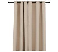 vidaXL Linen-Look Blackout Curtain with Grommets Bedroom Home Decor Window Treatment Eyelet Ready Drape Covering Blind Beige 290x245cm