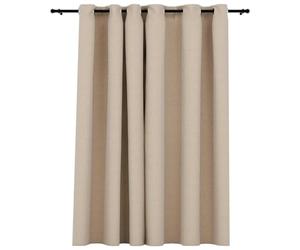 vidaXL Linen-Look Blackout Curtain with Grommets Beige 290x245cm