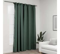 vidaXL Linen-Look Blackout Curtain with Hooks Green 290x245 cm UK NEW