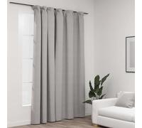 vidaXL Linen-Look Blackout Curtain with Hooks Grey 290x245 cm UK GF0