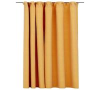 vidaXL Linen-Look Blackout Curtain with Hooks - Yellow | 100% Polyester Fabric | Easy Installation | Privacy and Light Blocking | Ideal for Living Room, Bedroom and Office Space
