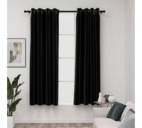 vidaXL Linen-Look Blackout Curtains 2 pcs Anthracite 140x175cm