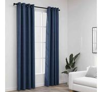 vidaXL Linen-Look Blackout Curtains with Grommets 2pcs Blue 140x245cm