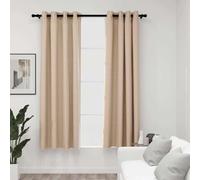 vidaXL Linen-Look Blackout Curtains with Grommets 2pcs Beige 140x175cm