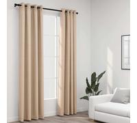 Linen-Look Blackout Curtains with Grommets Blind Window Curtain 2 pcs vidaXL
