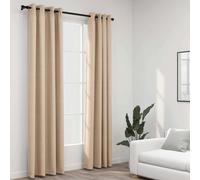 vidaXL 2x Linen-Look Blackout Curtains with Grommets Beige 140x245cm Drape