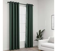vidaXL Linen-Look Blackout Curtains with Grommets 2pcs Green 140x245cm