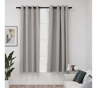 vidaXL Linen-Look Blackout Curtains with Grommets 2pcs Grey 140x175cm UK GF0