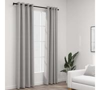 vidaXL Linen-Look Blackout Curtains with Grommets 2pcs Grey 140x225cm NEW