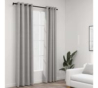 vidaXL Linen-Look Blackout Curtains with Grommets 2pcs Grey 140x245cm, Grey