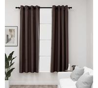 vidaXL 2x Linen-Look Blackout Curtains with Grommets Taupe 140x175cm Drape