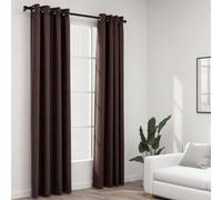 Linen-Look Blackout Curtains with Grommets Blind Window Curtain 2 pcs vidaXL