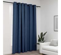 vidaXL Linen-Look Blackout Curtains with Grommets Blue 290x245cm
