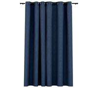 vidaXL Linen-Look Blackout Curtains with Grommets | Easy-to-Install | Perfect for Living Room, Bedroom, Office | Offers Privacy and Light Blocking | Premium Blue Polyester | 290x245cm