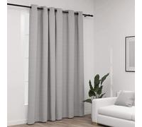 vidaXL Linen-Look Blackout Curtains with Grommets Grey 290x245cm UK NEW