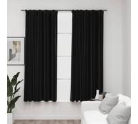 vidaXL 2x Linen-Look Blackout Curtains with Hooks Anthracite 140x175 cm Drape