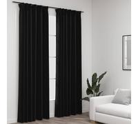 vidaXL 2x Linen-Look Blackout Curtains with Hooks Anthracite 140x225cm Drape