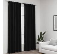 Linen-Look Blackout Curtains with Hooks Blind Window Curtain 2 pcs vidaXL