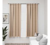 vidaXL Linen-Look Blackout Curtains with Hooks 2 pcs Beige 140x175 cm