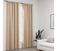 vidaXL Linen-Look Blackout Curtains with Hooks 2 pcs Beige 140x245 cm