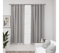 vidaXL Linen-Look Blackout Curtains with Hooks 2 pcs Grey 140x175 cm LSO UK