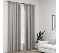 Linen-Look Blackout Curtains with Hooks Blind Window Curtain 2 pcs vidaXL