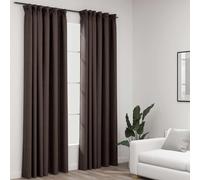 vidaXL 2x Linen-Look Blackout Curtains with Hooks Taupe 140x225cm Drape Blind