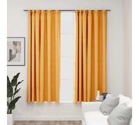 vidaXL Linen-Look Blackout Curtains with Hooks 2 pcs Yellow 140x175 cm