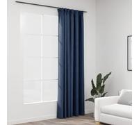 vidaXL Linen-Look Blackout Curtains with Hooks Blue Window Covering Drape