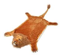 vidaXL lion carpet plush rug - animal-shaped soft floor mat for bedroom/living room 205cm brown polyester home decor