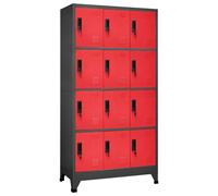 vidaXL Locker Cabinet Anthracite and Red Steel Office Storage Cabinet Locker