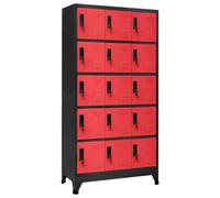 vidaXL Locker Cabinet Anthracite and Red Steel Office Storage Cabinet Locker