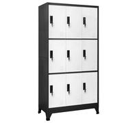 vidaXL Locker Cabinet Anthracite and White Steel Office Storage Cabinet Locker