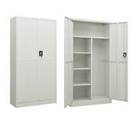 vidaXL Locker Cabinet Light Grey Steel Office Furniture Storage Organiser