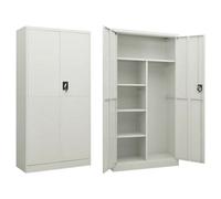vidaXL Locker Cabinet Light Grey Steel Office Furniture Storage Organiser