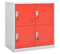vidaXL Locker Cabinet Light Grey and Red Steel Wardrobe School Office Locker