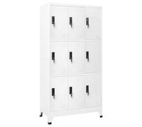vidaXL Locker Cabinet Office Home Indoor Furniture Modern Cleaning Supply Storage Filing Cabinet Locker with Air Vent Name Tag Holder White Steel