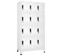 vidaXL Locker Cabinet Office Home Indoor Furniture Modern Cleaning Supply Storage Filing Cabinet Locker with Air Vent Name Tag Holder White Steel