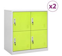 vidaXL 2x Locker Cabinets Light Grey and Green Steel Office Storage Cabinet