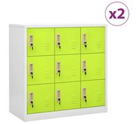 vidaXL Locker Cabinets 2 pcs Light Grey and Green 90x45x92.5 cm Steel