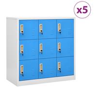 vidaXL Locker Cabinets 5 pcs Light Grey and Blue 90x45x92.5 cm Steel