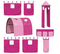 vidaXL Pink Romantic Bed Curtain for Loft Bed with Tunnel and Tower, Blackout Curtain for Children Kids Baby Game House, Privacy Underbed Curtain