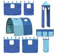 vidaXL Loft Bed Curtains with Tunnel and Tower - Blue 100% Polyester Kids Bed Canopy with Toy Storage Pockets - Bedtime Play Fort