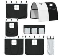 vidaXL Curtains for Loft Bed with Tunnel Blackout White and Black Polyester