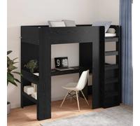 vidaXL Loft Bed Frame with Desk Black Oak 100 x 200 cm Engineered Wood