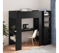 vidaXL Loft Bed Frame with Desk Black Oak 80 x 200 cm Engineered Wood