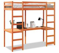 vidaXL Loft Bed Frame without Mattress Wax Brown 75x190 cm Small Single Solid Wood Pine (3308576), Brown