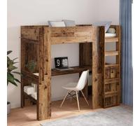 Loft Bed Frame with Desk with Storage Engineered Wood Modern Bunk Teen vidaXL